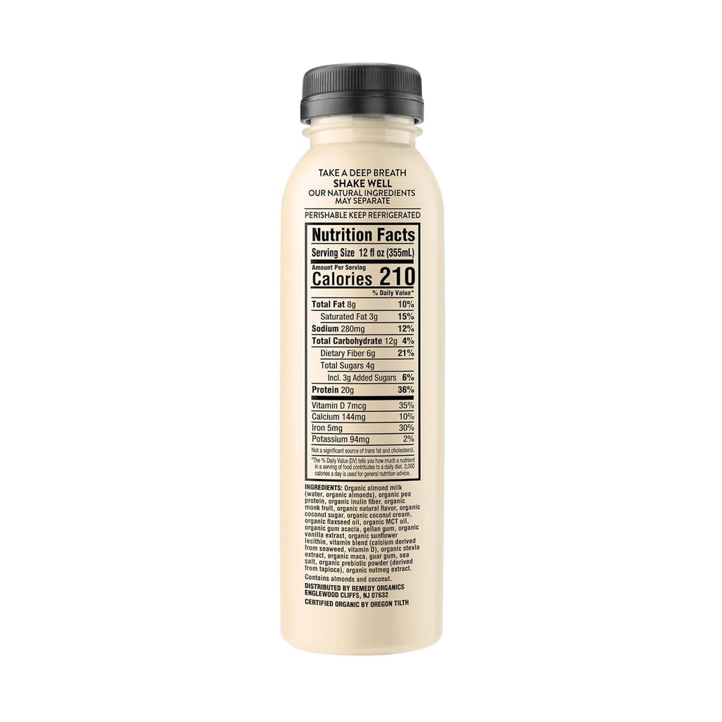 Remedy Organics Vanilla Dream Power 12-Pack | Plant Based MCT Oil Protein Shakes, Ready to Drink | USDA Organic, Vegan, Gluten Free, Dairy Free, Soy Free |12 Vanilla Dream Bottles