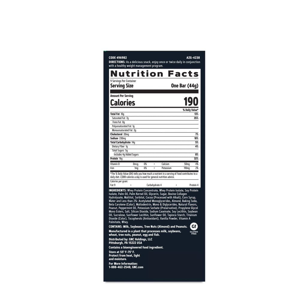 GNC Total Lean Layered Lean Bar, Chocolate Mint, 9 Bars | Delivers 16g of High Quality Protein to Satisfy Hunger Between Meals as a Sweet Treat with Only 190 Calories per Bar