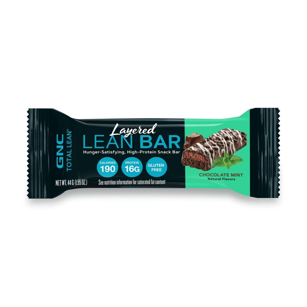 GNC Total Lean Layered Lean Bar, Chocolate Mint, 9 Bars | Delivers 16g of High Quality Protein to Satisfy Hunger Between Meals as a Sweet Treat with Only 190 Calories per Bar