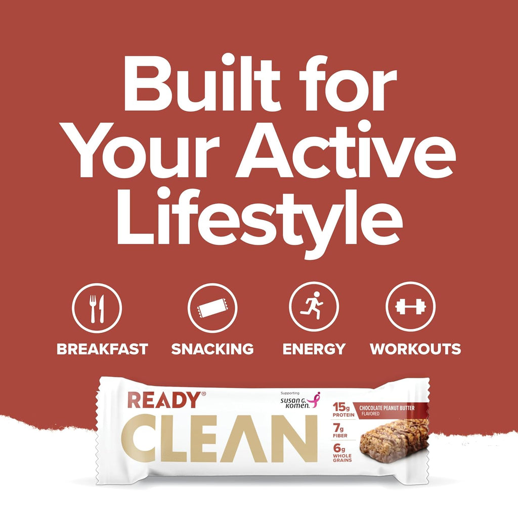 Ready Protein Bars, Chocolate Peanut Butter, 15g Whey Protein, 12 Ct | Soft-baked snack bars with flaxseeds and omega-3s, non-GMO ingredients; choose from a full range of flavors