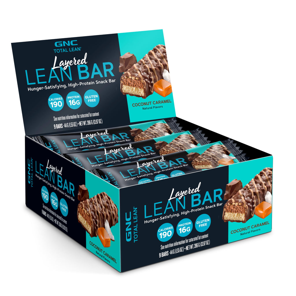 GNC Total Lean Layered Lean Bar, Chocolate Mint, 9 Bars | Delivers 16g of High Quality Protein to Satisfy Hunger Between Meals as a Sweet Treat with Only 190 Calories per Bar