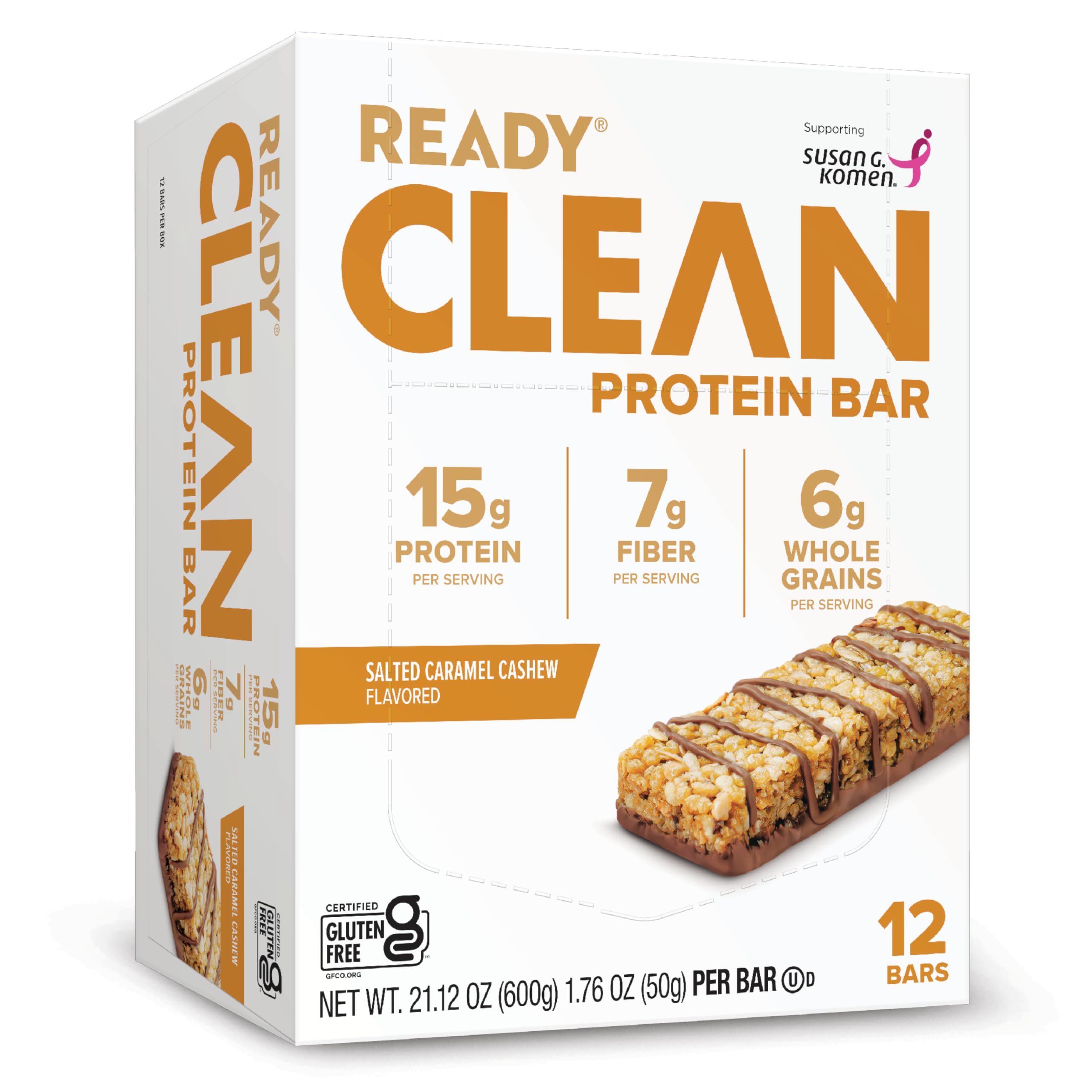 Ready Protein Bars, Chocolate Peanut Butter, 15g Whey Protein, 12 Ct | Soft-baked snack bars with flaxseeds and omega-3s, non-GMO ingredients; choose from a full range of flavors