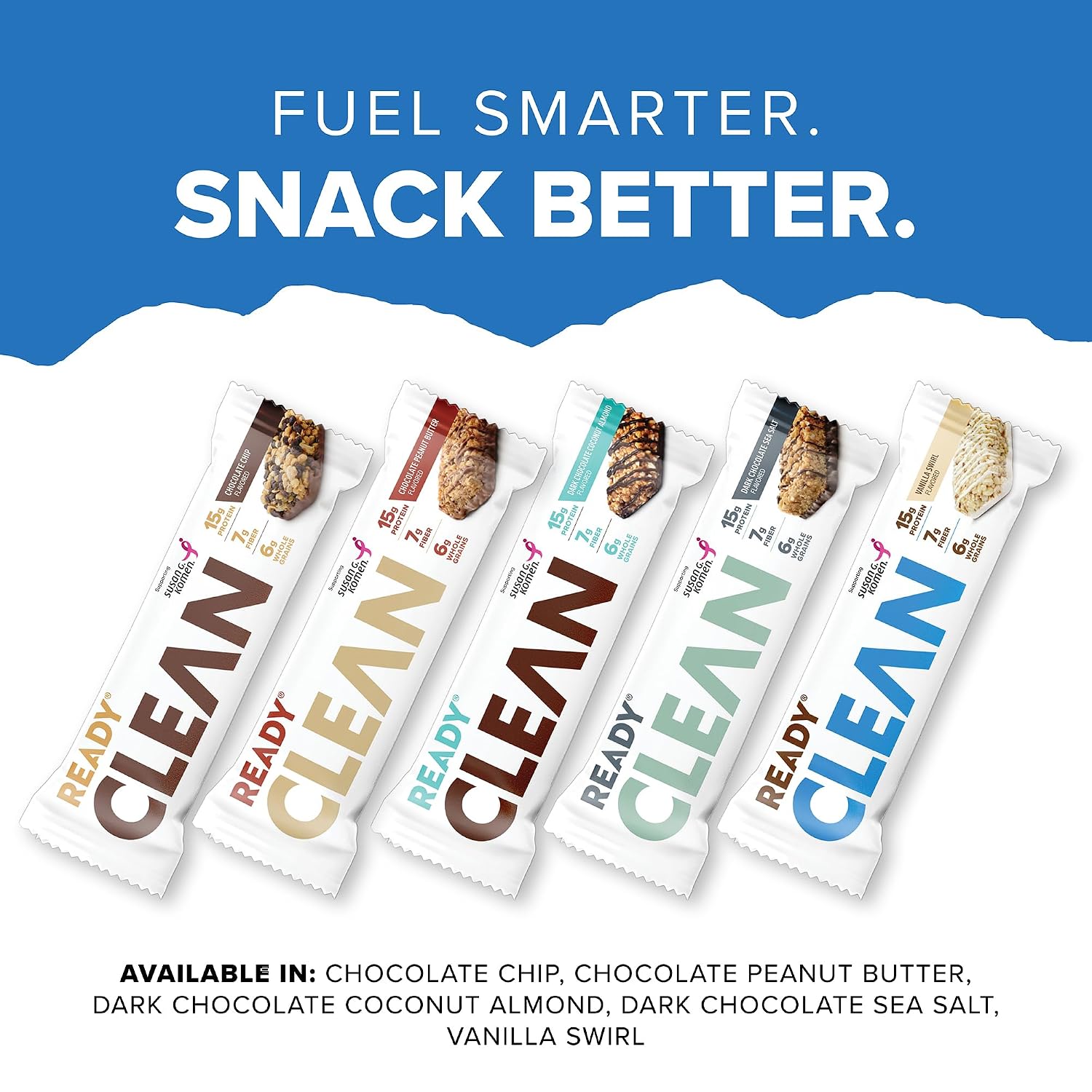 Ready Protein Bars, Chocolate Peanut Butter, 15g Whey Protein, 12 Ct | Soft-baked snack bars with flaxseeds and omega-3s, non-GMO ingredients; choose from a full range of flavors